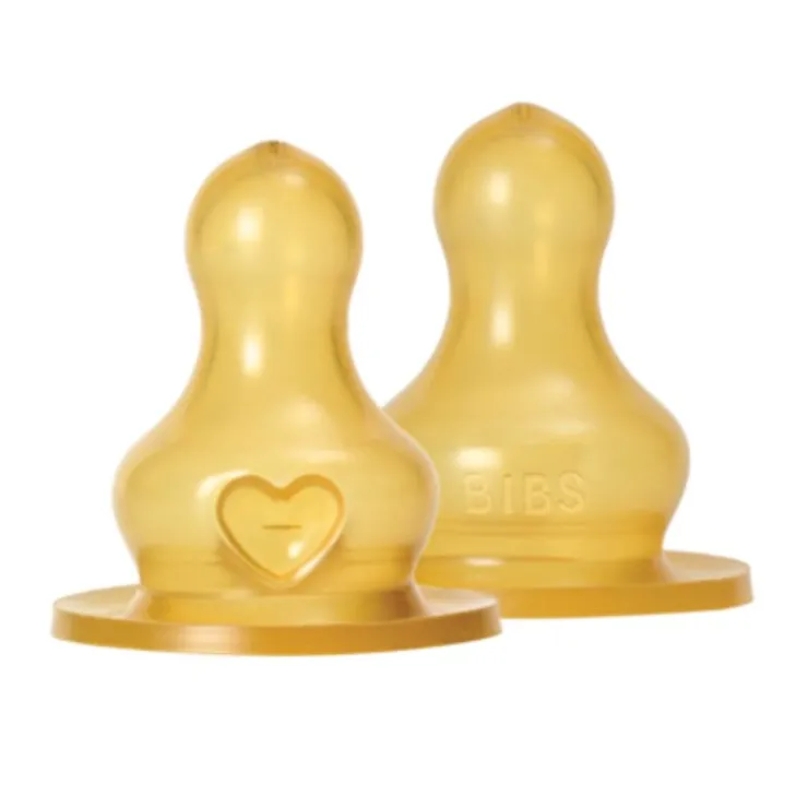 BIBS Bottle Feeding>Baby Bottle Nipple Round Latex - 2 pack