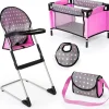 Bayer Design Dolls>Doll's High Chair and Travel Bed Set - Polka Dots
