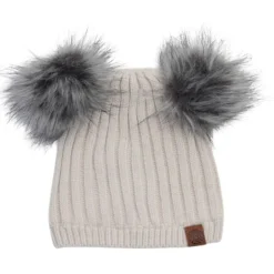 CaliKids Hats>Double Pompom Baby Knit Hat