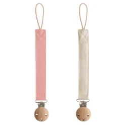 Mushie Pacifiers|Pacifier Clips>Linen Pacifier Clip - 2 Pack
