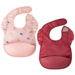 Tiny Twinkle Bibs & Burp Cloths>Mess-proof Silicone Pocket Bibs - 2 Pack