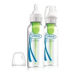 Dr Brown's Bottle Feeding>8oz Options+ Glass Narrow Bottles - 2 Pack