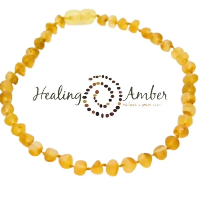 Healing Amber Teething Necklaces>Raw Baltic Amber Teething Necklace - 11 inch
