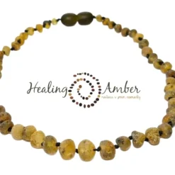 Healing Amber Teething Necklaces>Raw Baltic Amber Teething Necklace - 13 Inch