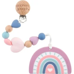 Stephen Joseph Silicone Teethers>Silicone Teether with Pacifier Clip