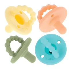Nuby Pacifier Sets|Silicone Teethers>Softees Pacifier and Teether Set - 4 Pack