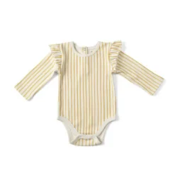 Pehr Designs Onesies>Stripes Away Long Sleeve w/ Ruffle One-Piece