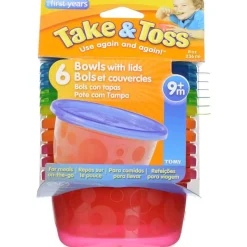 The First Years Tableware>Take & Toss 8 oz Bowls With Lids - 6 Pack