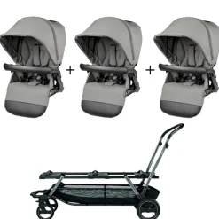 Peg Perego Full Size Strollers|Stroller Accessories>Triplette Chassis with 3 Pop-Up Seats Bundle